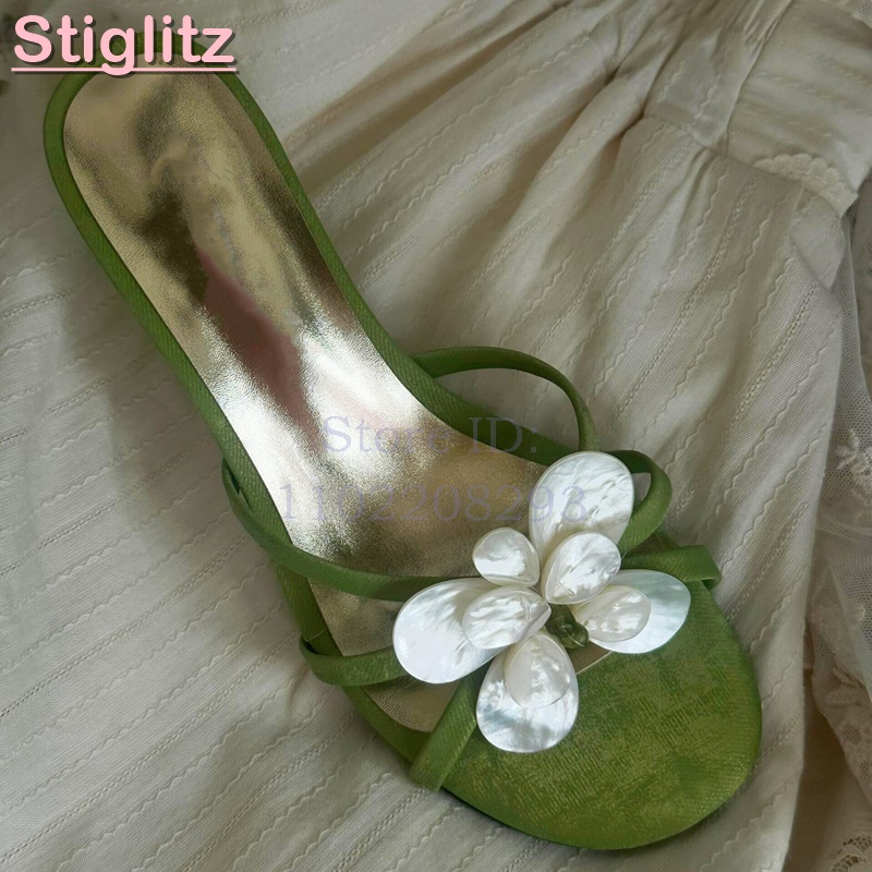 Slip Dress Satin - Sepatu Sandal Hak Tinggi Bunga Putih